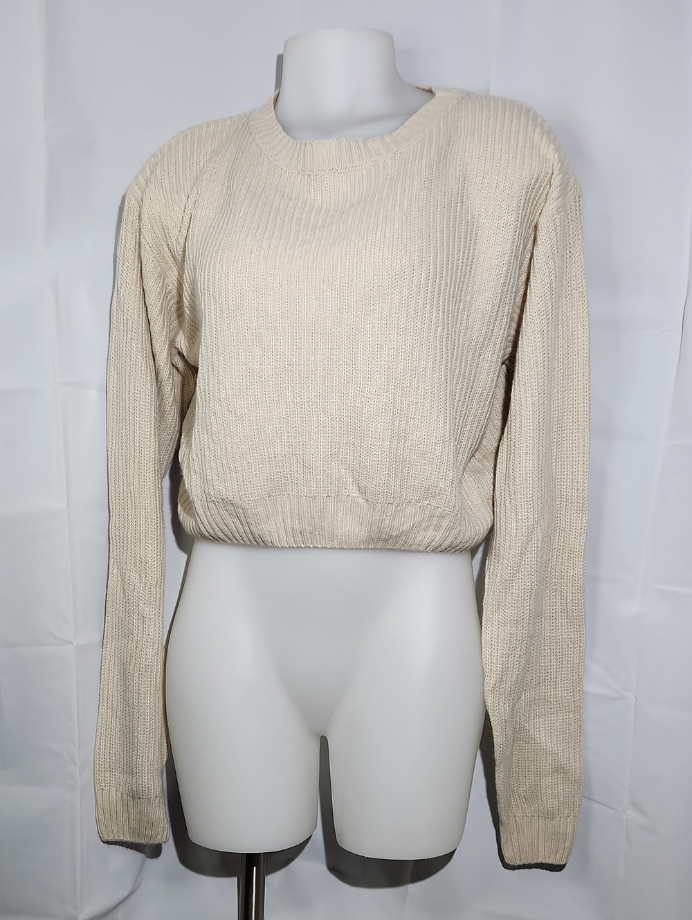 Ardene Women's Cream Cropped Knit Sweater - XL